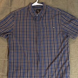 Vans Navy and Tan Plaid Casual Shirt